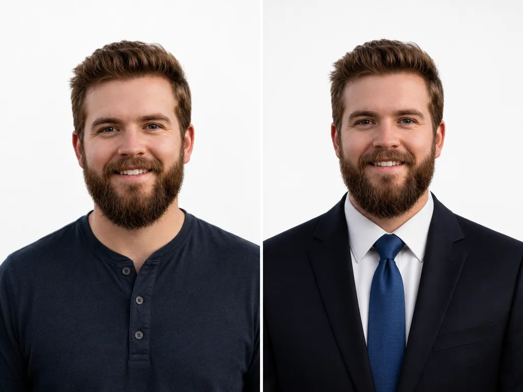 Before and after AI headshot