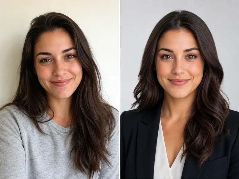 Before and after AI headshot