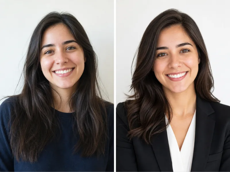 Before and after AI headshot