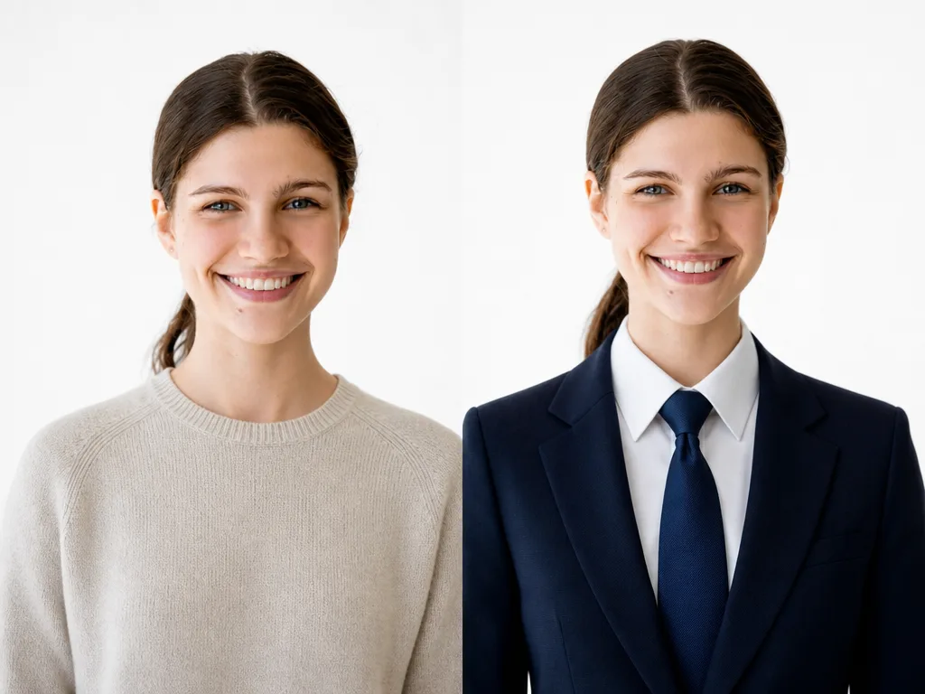 Before and after AI headshot