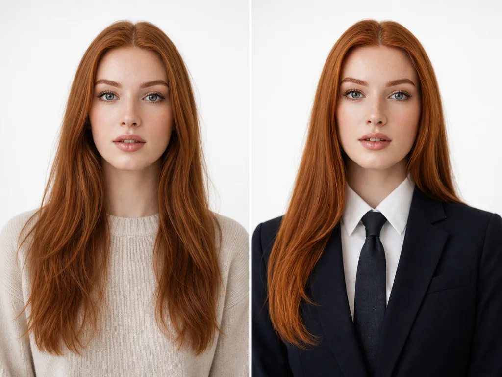 Before and after AI headshot
